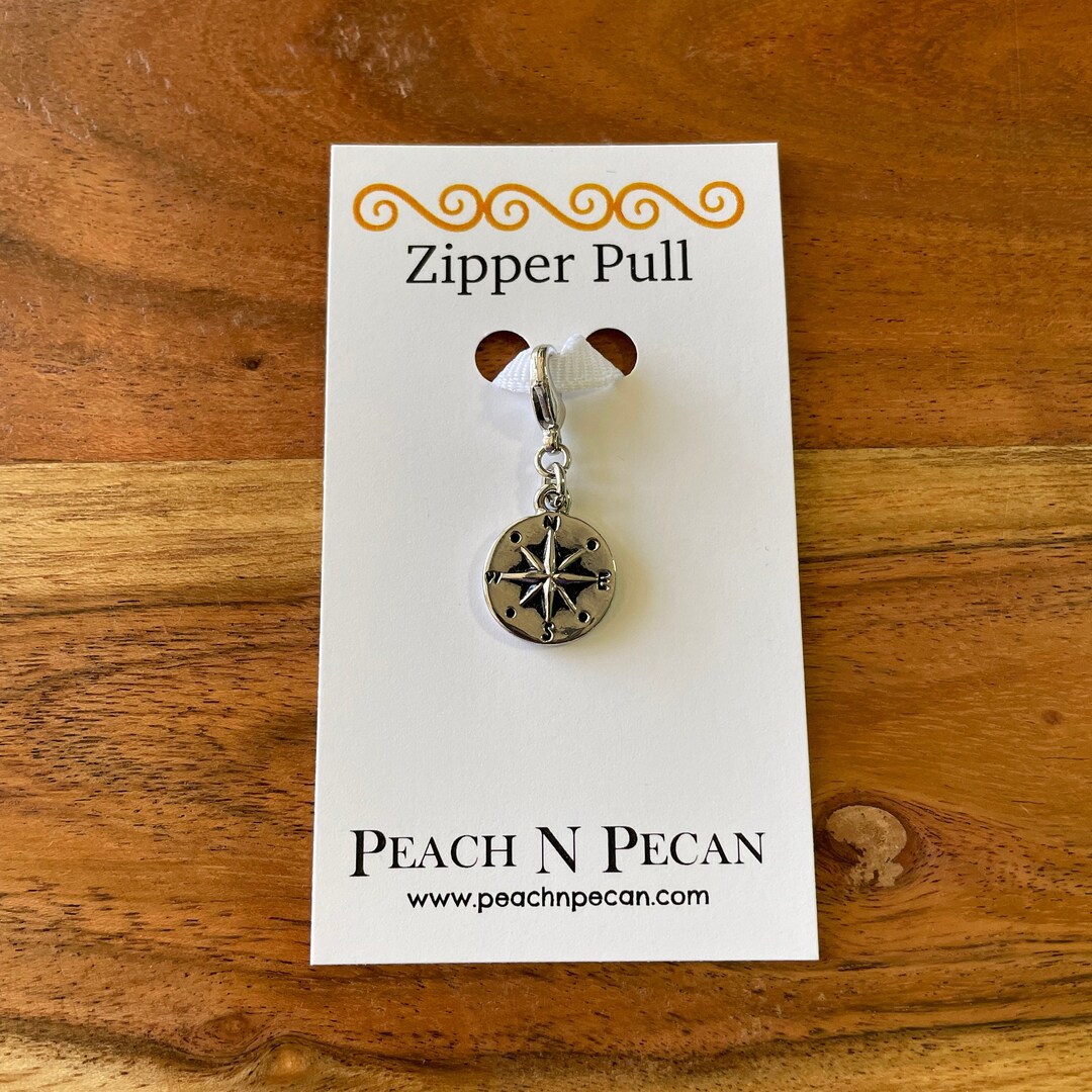 Compass Zipper Pull Clip On Etsy