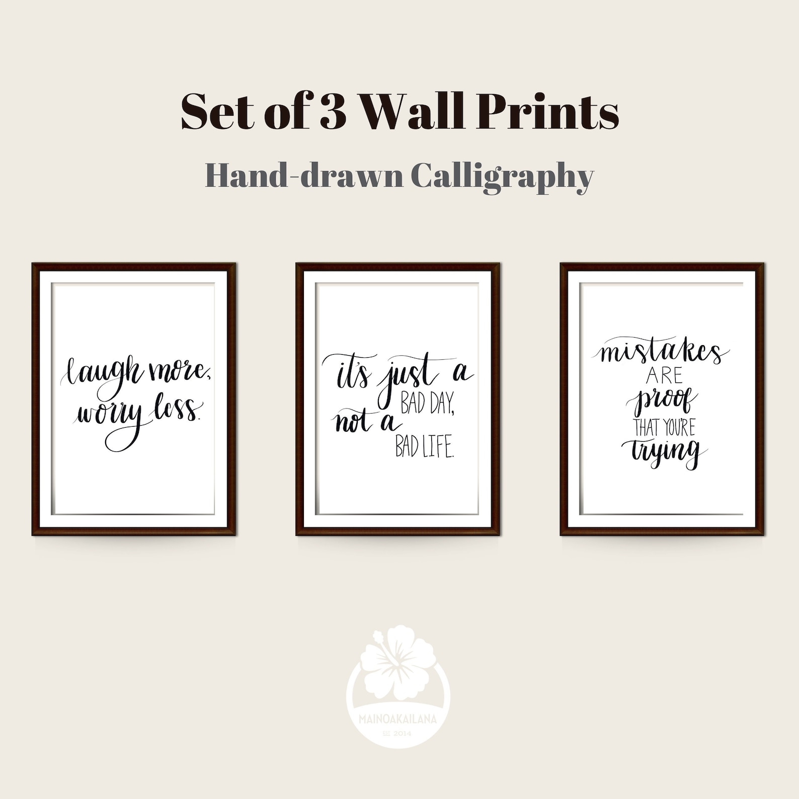Inspirational Quotes, Wall Art Print Digital Download Printable, Set of ...