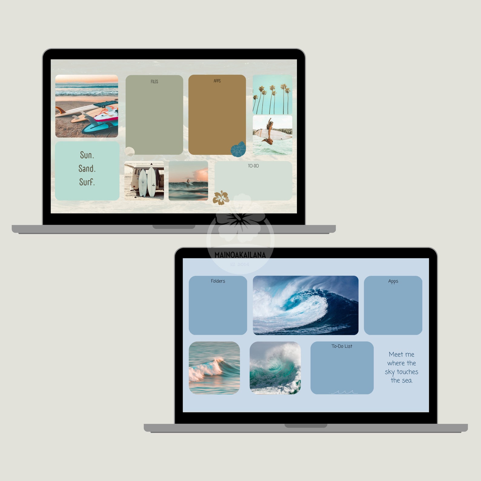 Beach Ocean Desktop Wallpaper Organizer With Folder Icons (digital ...
