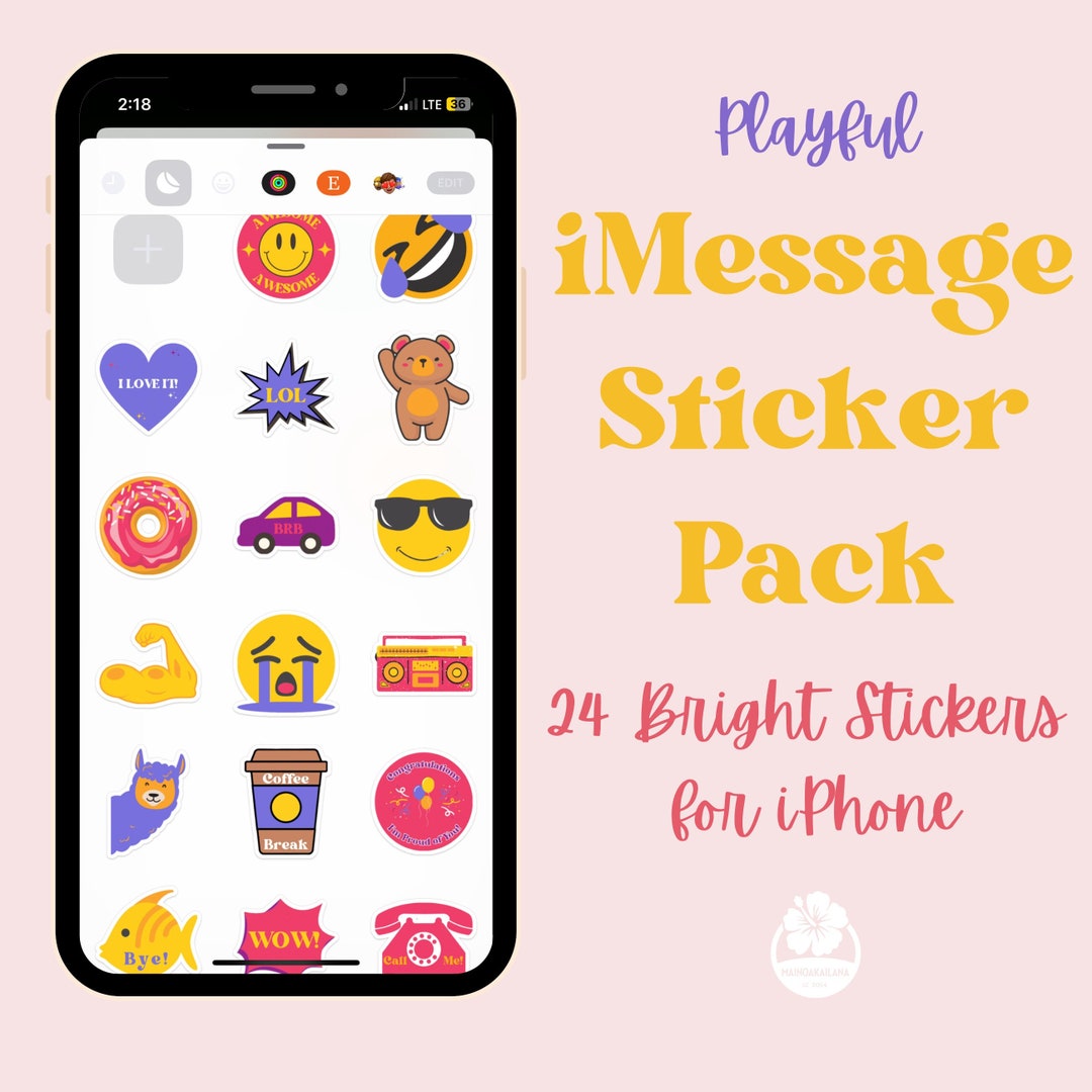 Ios 17 Imessage Sticker Pack Playful, Colorful, Preppy Digital Stickers