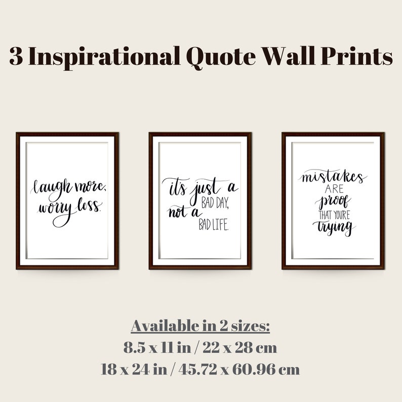 Inspirational Quotes, Wall Art Print Digital Download Printable, Set of ...