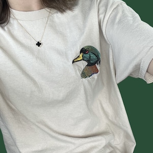 Embroidered Duck T-Shirt, Wood Duck Shirt, Men or Women Duck T-Shirt, Unisex Wood Duck T-Shirt