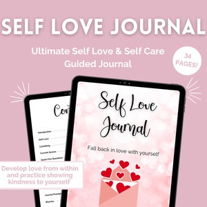 Self Love Digital Journal | Self Care Printable Journal Guide | Wellbeing Journal, Self Love Planner | Self Esteem Self Confidence Journal