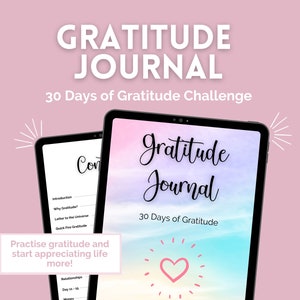 Diario digital de gratitud / Plantilla de diario guiado por gratitud / Planificador imprimible del diario de gratitud / Indicaciones del diario de bienestar