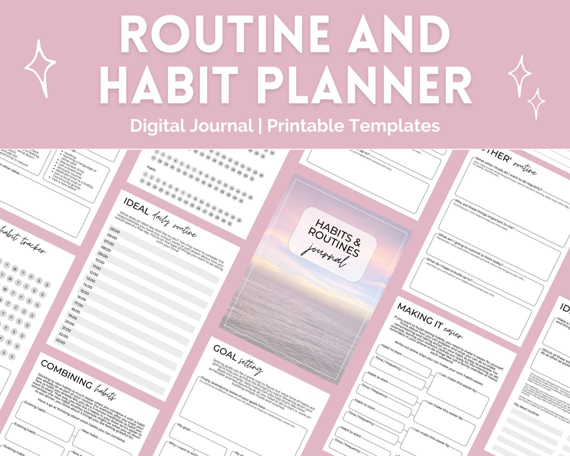 Journal Routine Templates Habit & Routine Journal | Printable Planner Templates (digital Download ...