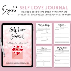 Self Love Digital Journal | Self Care Printable Journal Guide | Wellbeing Journal, Self Love Planner | Self Esteem Self Confidence Journal