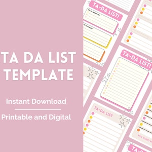 Ta Da List Digital Template | Alternative To Do List | Printable Fun Designs | Achievement Tracker to Celebrate Daily Wins| Organisation