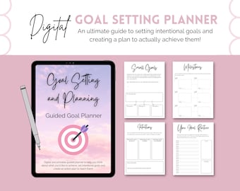Goals Digital Planner | Goal Setting Workbook | Dreams Vision Printable Planner | Goal Tracking Journal | Success Planner Guide Journaling
