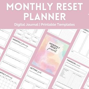 Monthly Reset Digital Journal | Life Reset Guide | Printable Planner Template | Life Organisation Goal Setting | Journal Prompt Templates