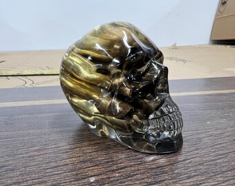 Epoxy Resin Bullet Skull Paperweight - decorative, cool, curio, spooky, 556 brass casings