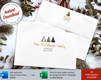 Editable Christmas Envelope Template, 5x7 Card (Digital Download)