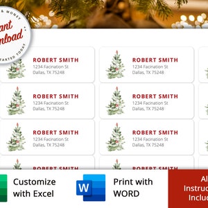 Afdrukbare kerstretouradreslabels, kerstretourlabels, sjabloon voor retouradreslabels, afdrukbare kerstlabels