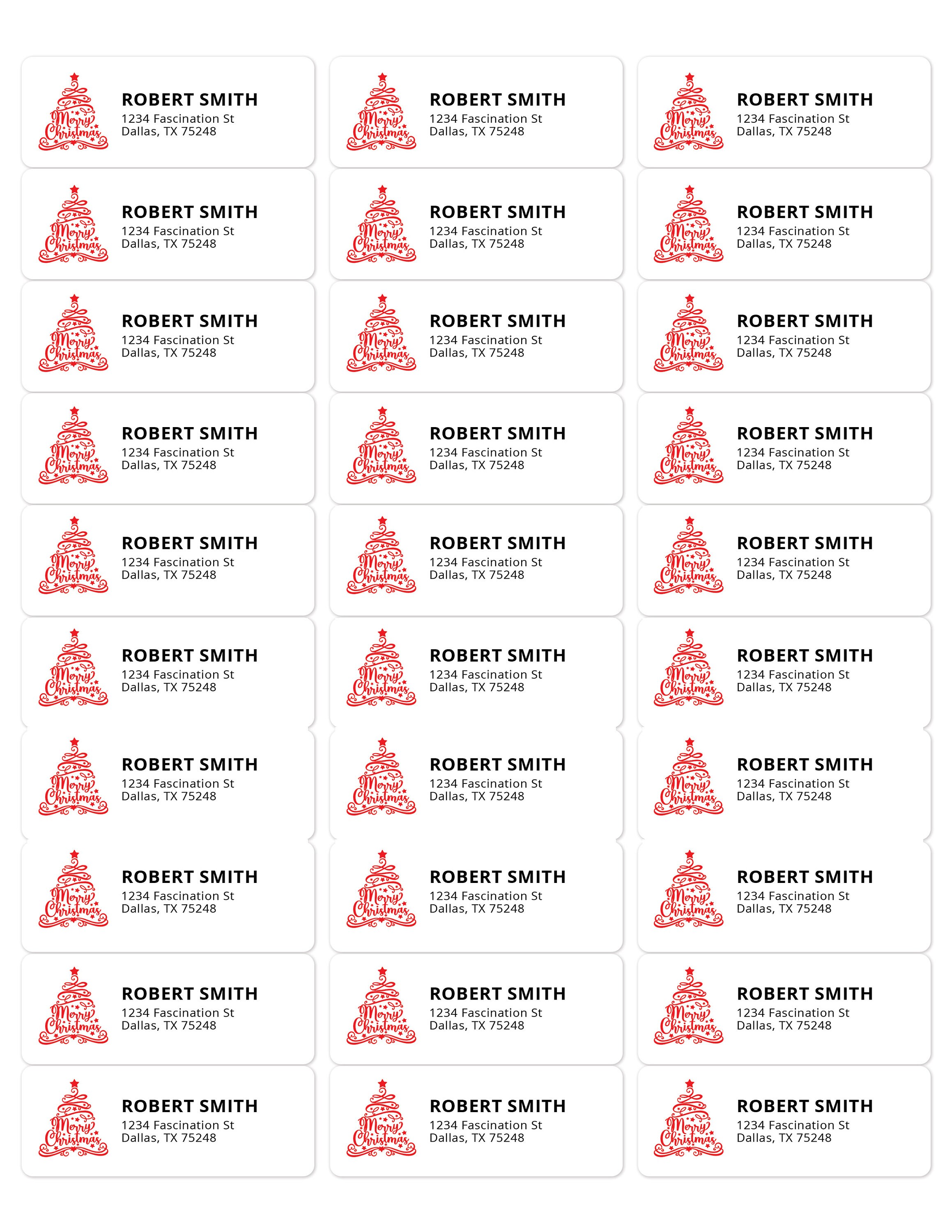 Printable Christmas Return Address Labels Christmas Return Labels 