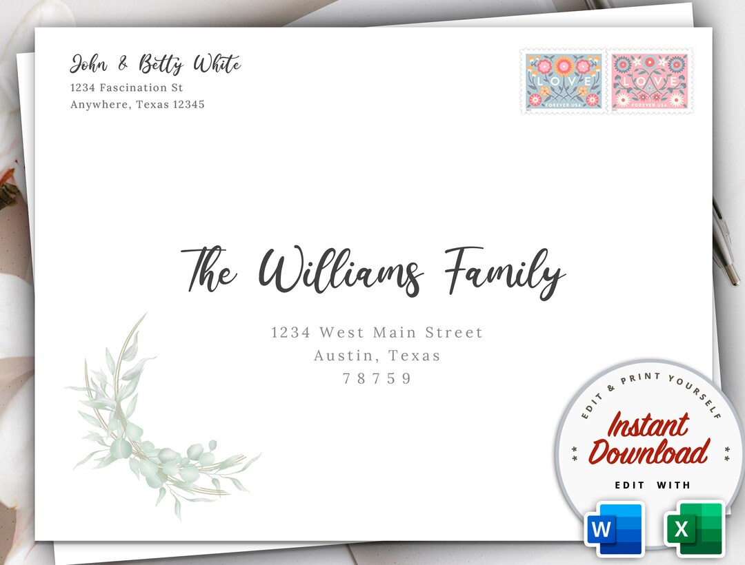 Christmas Envelope Template, Printable, Digital Download, Editable ...
