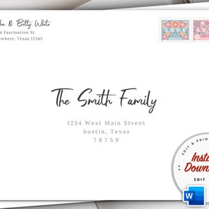 5x7 Christmas Envelope Template, Printable, Digital Download, Editable Envelopes, A7 Envelope, Wedding Envelope, Invitation Envelope