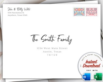 Printable 5x7 A7 Envelope Template, Editable Christmas Wedding Invitation (Digital Download)