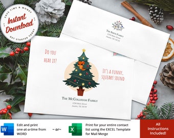 Custom Christmas Envelope Template, 5x7 Card (Digital Download)