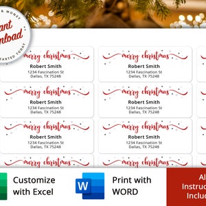 Afdrukbare kerstretouradreslabels, kerstretourlabels, sjabloon voor retouradreslabels, afdrukbare kerstlabels
