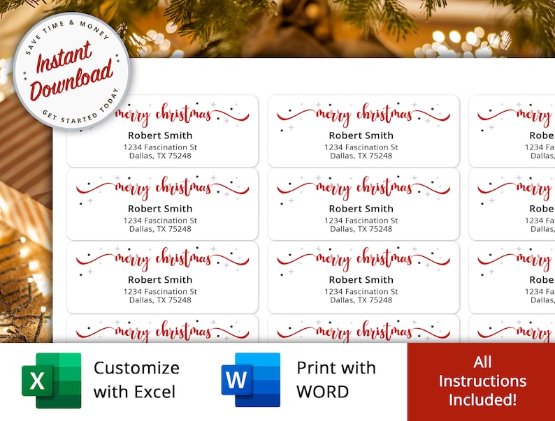 Printable Christmas Return Address Labels, Christmas Return Labels