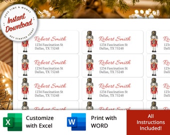 Printable Christmas Address Labels Template (Digital Download)