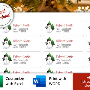 Printable Christmas Return Address Labels, Christmas Return Labels, Return Address Label Template, Printable Christmas Labels