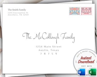 Printable A7 Envelope Template, Editable 5x7 Wedding Invitation (Digital Download)
