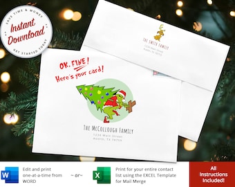 Christmas Envelope Template, Printable Holiday Envelope (Digital Download)