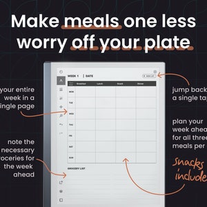 Remarkable 2 Weekly Planner Bundle, Hyperlinked Productivity & Meal ...