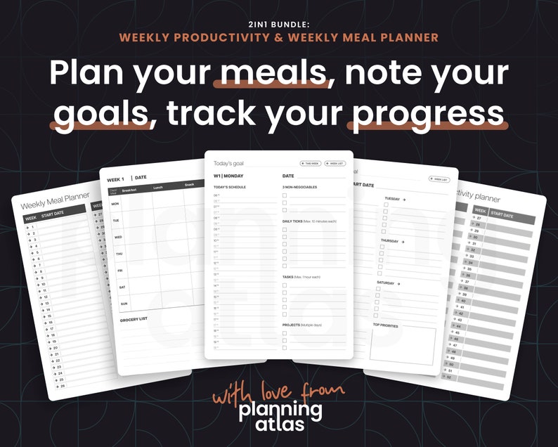 Remarkable 2 Weekly Planner Bundle, Hyperlinked Productivity & Meal ...
