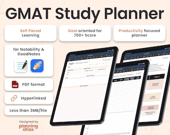 GMAT Exam Study Guide and MBA Planner for Goodnotes & Notability