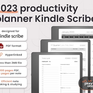 Kindle Scribe Productivity Planner, 2023 Edition, vertical, hyperlinked, hourly/half-hourly