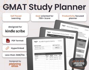 GMAT Exam Study Guide and MBA Planner for Kindle Scribe