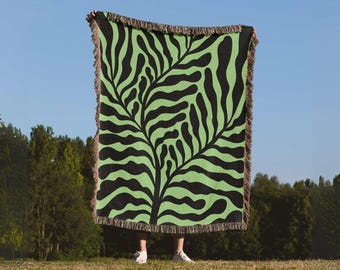 Sage Decke Matisse Blatt Sofaüberwurf Botanische Wohnzimmer Dekor Schlafzimmer Gewebte Decke Tagesdecke