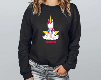 Unicorn Yoga Sweatshirt, Yoga shirt, Mindfulness, Gift for Yoga lovers, Spiritual Shirt, Meditation, Gift for Yogi, Yoga Clothes, Yoga Wear