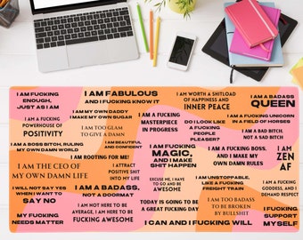 Swear Affirmation Desk Mat, Funny Mental Health Mousepad, Swearing Helps Desk Decor, Motivational Quotes for Women, Feminist Retro Deskmat