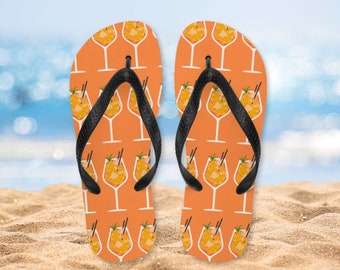 Chanclas Aperol Spritz, sandalias de playa naranjas, bebida Aperol Spritz, accesorios para eventos al aire libre, fiesta en la piscina, ideas para regalos, fiesta posterior a la boda