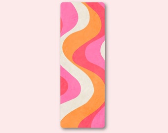 Yoga Mat Wavy Retro, Travel Suede Exercise Mat, Pilates Stretching Meditation Matt, Gift for Yoga Lover, Yoga for kids, Colorful Vinyasa