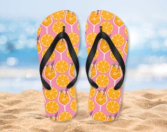 Aperol Spritz Flip-Flops Orange Strand Sandalen Braut Sommer Drink Outdoor Hosting Accessoires Pool Party Geschenkideen Pink Bachelorette