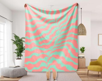 Grüne dekorative Decke, salbei-rosa Matisse-Blatt-Plüsch Sherpa kuschelige Decke für Wohnkultur-Bettsofa, helle bunte abstrakte Decke