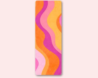 Yoga Mat Wavy Retro, Travel Suede Exercise Mat, Pilates Stretching Meditation Matt, Gift for Yoga Lover, Yoga for kids, Colorful Vinyasa
