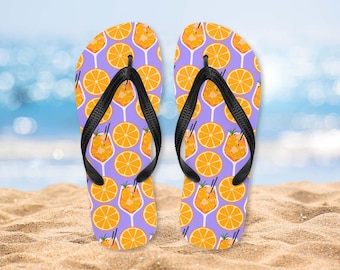 Aperol Spritz Flip-Flops Orange Strand Sandalen Braut Sommer Drink Outdoor Hosting Accessoires Pool Party Geschenkideen Lila Bachelorette