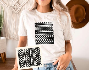 Bonjour Bitches Shirt, versteckte Nachricht T-Shirt, lustiges französisches Sprichwort T-Shirt, sarkastisches Geschenk für Arbeit Bestie, geheime Nachricht Streich Shirt