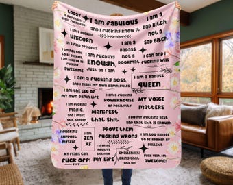 Sweary Affirmationen Decke, tägliche Erinnerung Zitate, rosa feministische Fleece werfen
