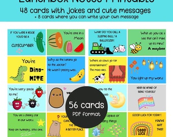 Lunch Box Notes Printable, Kids Lunchbox jokes, Lunchbox cards, Funny cards, Cute lunchbox notes, Positive Affirmations for Kids, kids game