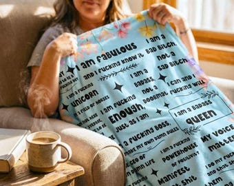 Tagesdecke, Sweary Affirmationen, hellblau feministische Fleece werfen