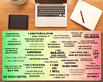 Swear Affirmation Desk Mat, Funny Mental Health Mousepad, Swearing Helps Desk Decor, Motivational Quotes for Women, Feminist Retro Deskmat