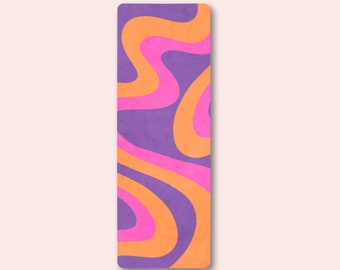 Yoga Mat Purple Swirly Retro, Travel Exercise Mat, Pilates Stretching Meditation Matt, Gift for Yoga Lover, Yoga for kids, Colorful Vinyasa