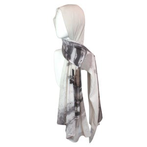 One-of-a-kind printed neutral hijab, neutral hijab scarf for work, luxury hijab scarf for work, Islamic gift for her Eid, Ramadan gift her