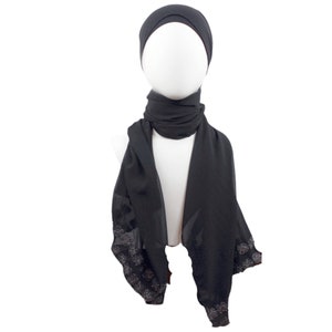 Chiffon Hijab, Black formal hijab, party hijab, sparkle hijab, Eid hijab, Special occasions hijab, made in Jordan, standard size