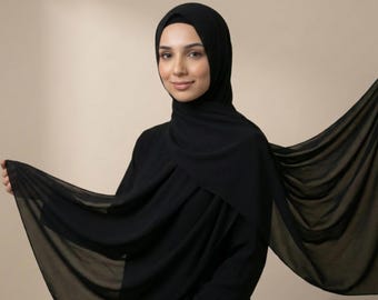 Black Bamboo Modal Hijab: Breathable, Non-Slip, All-Weather